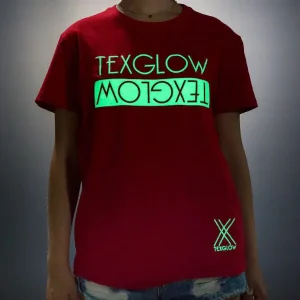camisetas fotoluminiscentes brilla en la oscuridad para mujer de la marca texglow modelo logo texglow.