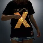 camisetas fotoluminiscentes que brilla en la oscuridad para mujer de la marca texglow modelo nite x color negro-naranja