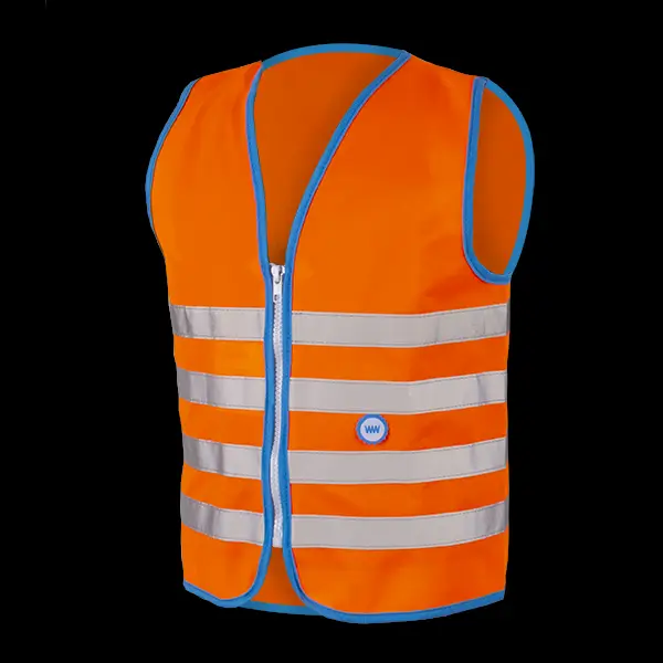 chalecos reflectantes niños niño-niña alta visibilidad movilidad urbana wowow fun jacket naranja en1150