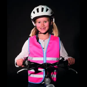 chalecos reflectantes niños niño-niña alta visibilidad movilidad urbana wowow fun jacket rosa en1150