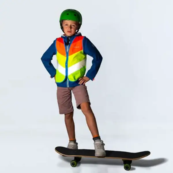 chalecos reflectantes niño-niña alta visibilidad movilidad urbana wowow rainbow jacket en1150