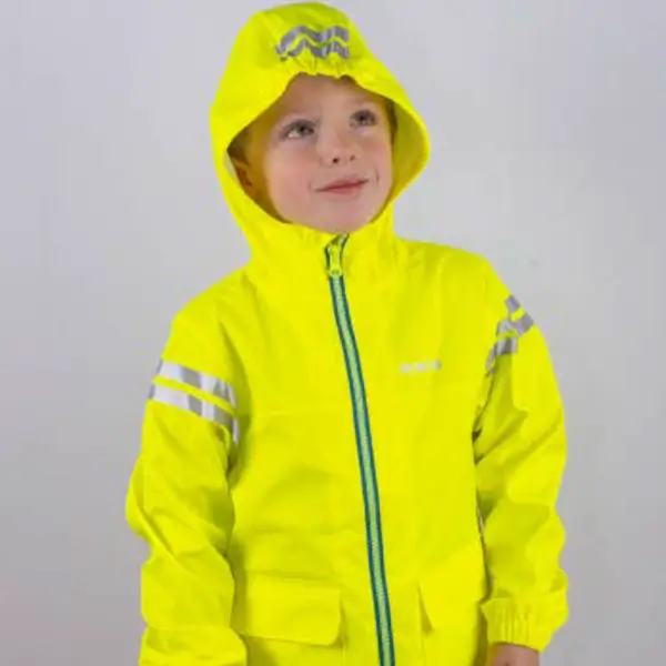 chaqueta reflectante niños alta visibilidad impermeable movilidad urbana wowow cozy rain jacket amarillo